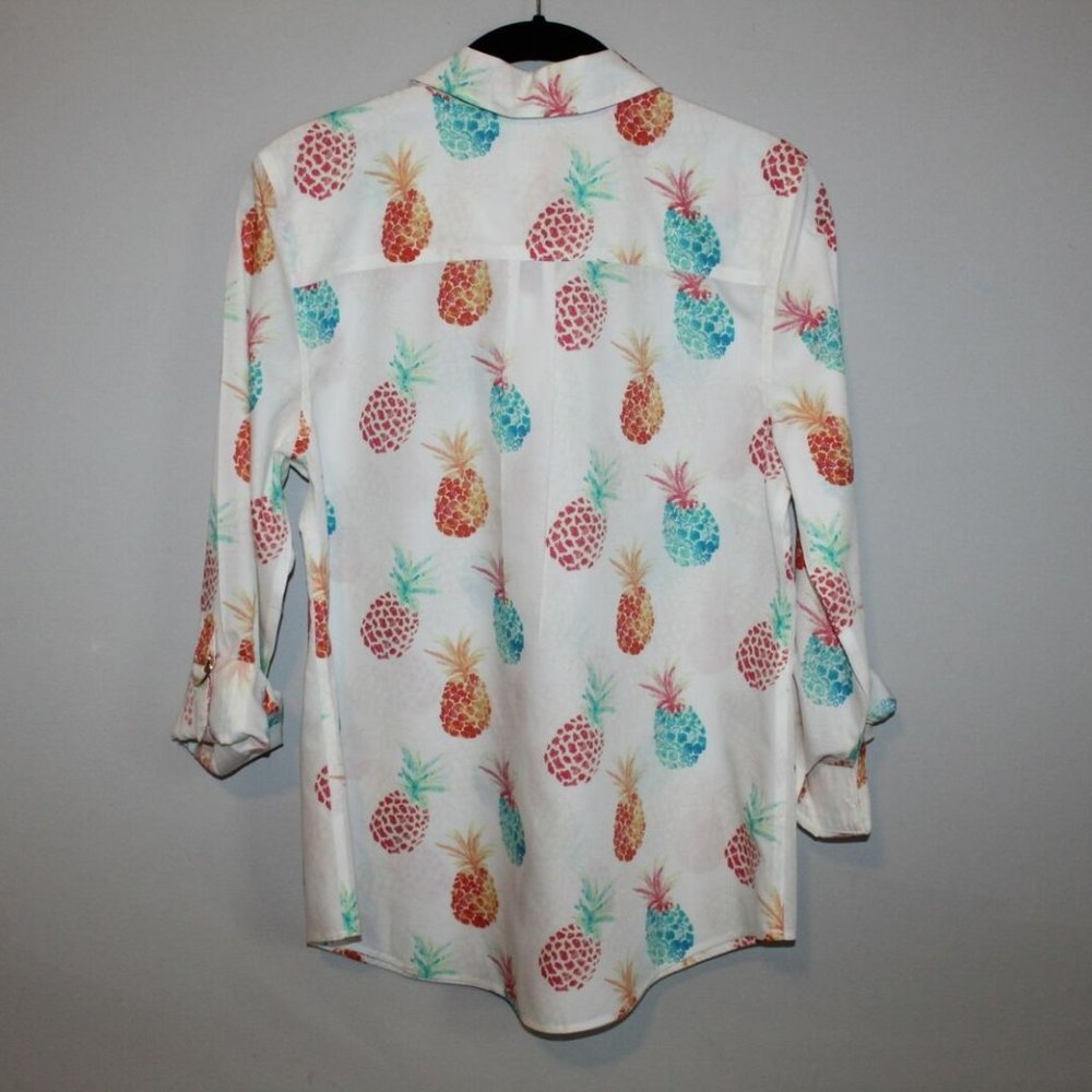 Chico's No Iron Pineapple Button Front Top HW8038 - Picture 7 of 8
